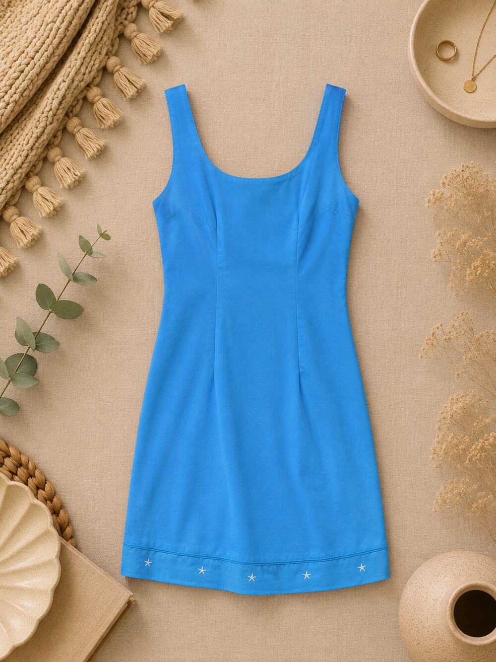Vintage All That Jazz Embroidered Hem Sheath Dress Turquoise Blue Y2K Size 3/4